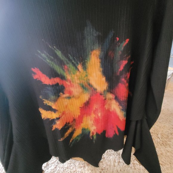 FERATELLI ~ Colorful Artsy Long Sleeve Tunic Top ~ SIZE S ~ Watercolor Design - Picture 2 of 5